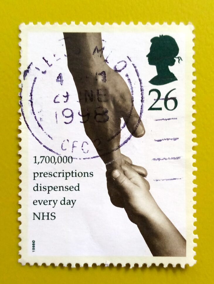 Issue:      Great Britain NHS Anniversary 1998 Stamp Type:      Stamp Number of Stamps:        1 Stamps Denomination:        26 P, Issue Date:      1998 Issued By:       Royal Mail, United Kingdom 