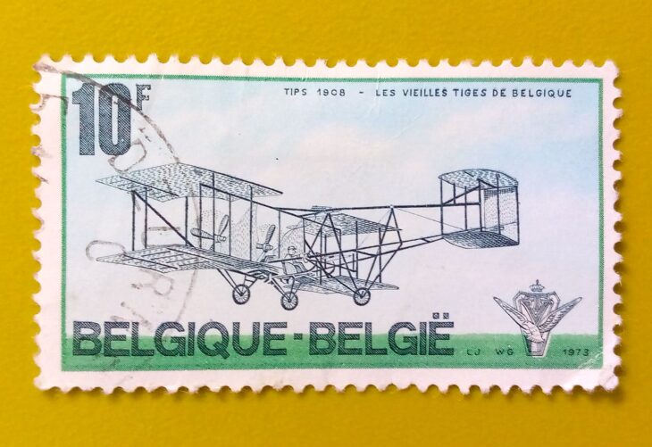 Issue:     Belgium (Plane) The Old Stems of Belgium 10f 1973 Stamp Type:     Stamp Number of Stamps:         1 Denominations:          10 F, Issue Date:          1973 Issued By:      Bpost, Belgium (Belgique-Belgie)  
