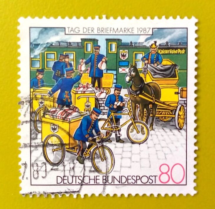 Issue:      Germany Post Day Stamp 1987 Type:       Stamp Number of Stamps:        1 Denominations:         80 pf Issue Date:          1987 Issued By:       Germany Deutsche Post ( Deutschland ) 