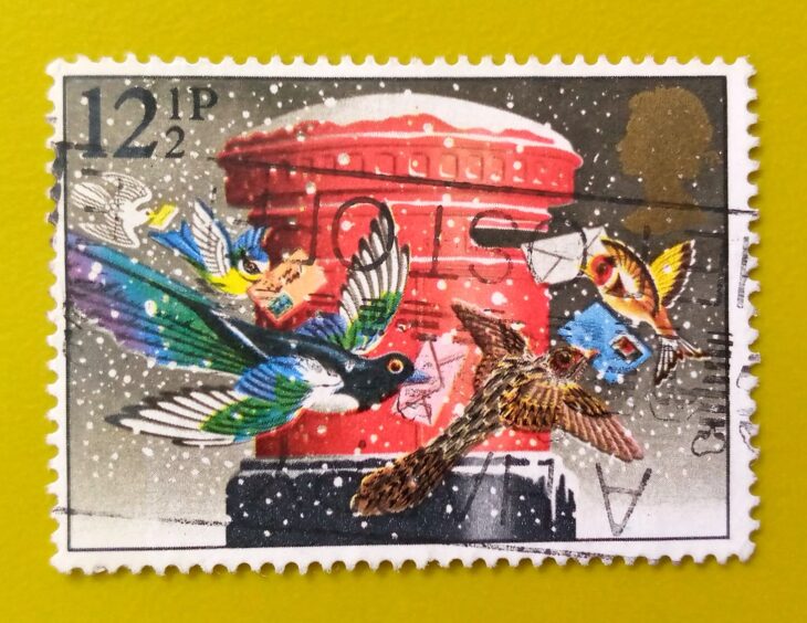 Issue:     Great Britain Christmas 1983 Stamp Type:     Stamp Number of Stamps:       2 Stamps Denomination:        12  1/2​​ p, Issue Date:      1983 Issued By:     Royal Mail, United Kingdom 