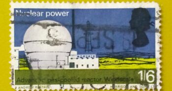 Issue:      Great Britain Advanced Gas-Cooled Reactor 1966 Stamp Type:       Stamp Number of Stamps:        1 Stamps Denomination:        1/6 p, Issue Date:         1966 Issued By:       Royal Mail, United Kingdom 