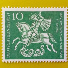 Issue:        Germany Patron Saint of All Scouts 1961 Stamp Type:       Stamp Number of Stamps:        1 Denominations:          10  PF, Issue Date:          1961 Issued By:       Germany Deutsche Post ( Deutschland )