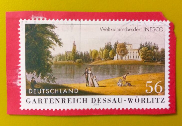 Issue:        Germany Gartenreich Dessau Wörlitz 2002 Stamp Type:       Stamp Number of Stamps:         1 Denominations:          56  PF, Issue Date:          2002 Issued By:       Germany Deutsche Post ( Deutschland ) 
