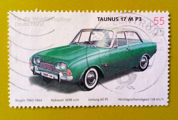 Issue:        Germany Taunus 17 MP3 Year of Manufacture 1960-1964 Stamp Type:       Stamp Number of Stamps:         1 Denominations:          55 + 25  PF, Issue Date:          1960-1964 Issued By:       Germany Deutsche Post ( Deutschland ) 