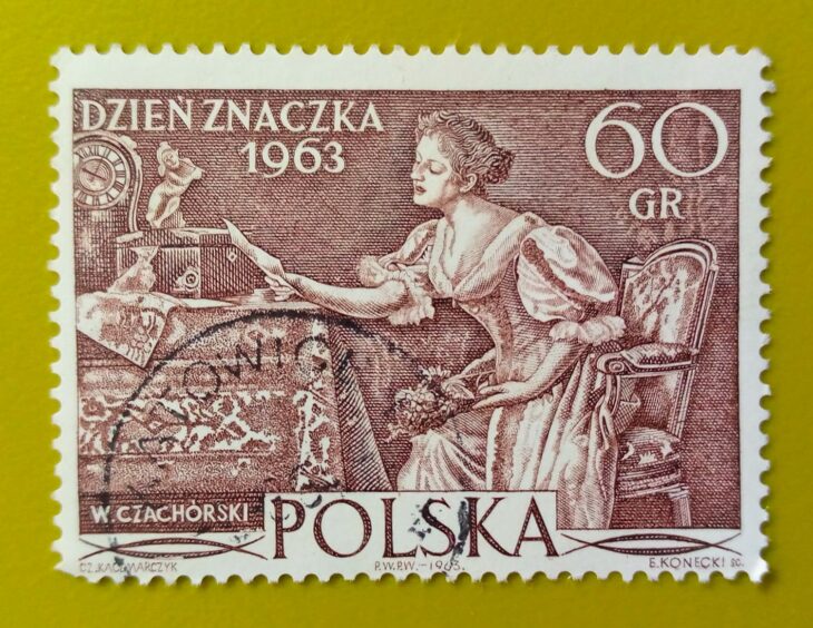 Issue:       Poland Stamp Day 1963 Stamp Type:       Stamp Number of Stamps:        1 Stamps Denomination:        60 Gr, Issue Date:        1963 Issued By:     Poland POST 