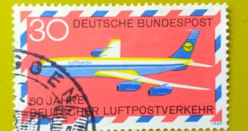 Issue:        Germany 50 Years Lufthansa 1969 Stamp Type:       Stamp Number of Stamps:         1 Denominations:          30  PF, Issue Date:          1969 Issued By:       Germany Deutsche Post ( Deutschland )