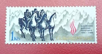 Issue:    Czechoslovakia 1989 Slovak National Uprising 45th Anniversary 1 Kčs Stamp Type:    Stamp Number of Stamps:     1 Stamps Denomination:    1 Kcs, Issue Date:     1978 Issued By:    Czechoslovakia Postal Service (USPS)