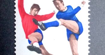 Issue:        Great Britain World Cup 1966 Stamp Type:       Stamp Number of Stamps:        1 Stamps Denomination:        4 d, Issue Date:        1966 Issued By:       Royal Mail United Kingdom 